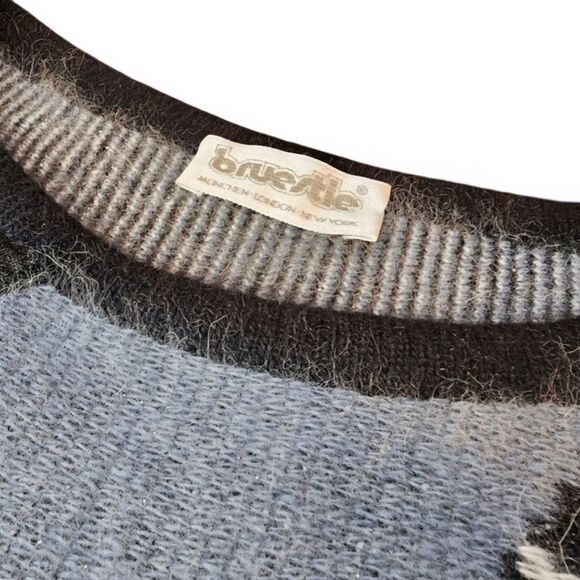 Bruestle Vintage Angora Black Blue Grey Unisex Sweater Vest - Picture 4 of 11